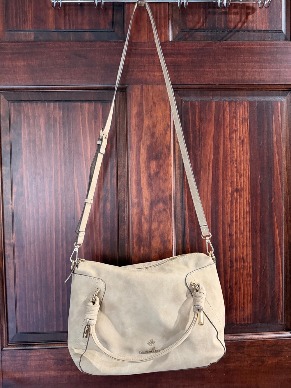 Nanette Lepore Beige Shoulder Bag with Gold Hardware